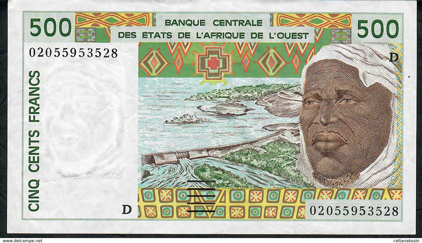 W.A.S. P410Dl 500 FRANCS (20)02 Date = 2002    XF - West-Afrikaanse Staten