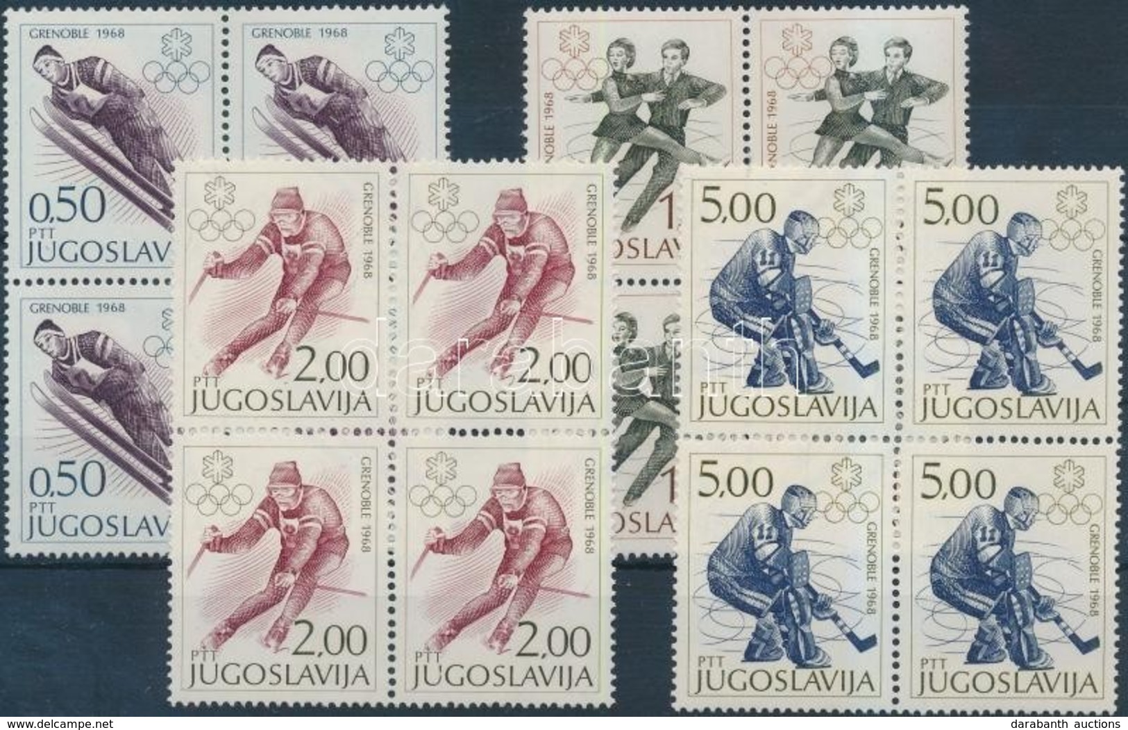 ** 1968 Téli Olimpia Sor Négyestömbökben Mi 1262-1265 - Autres & Non Classés