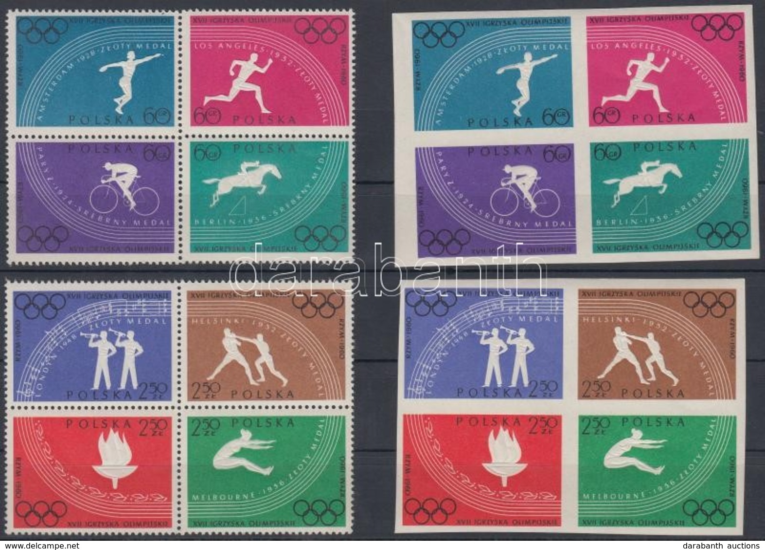 ** 1960 Nyári Olimpia Fogazott és Vágott Négyestömbök Mi 1166-1173 A+B - Autres & Non Classés