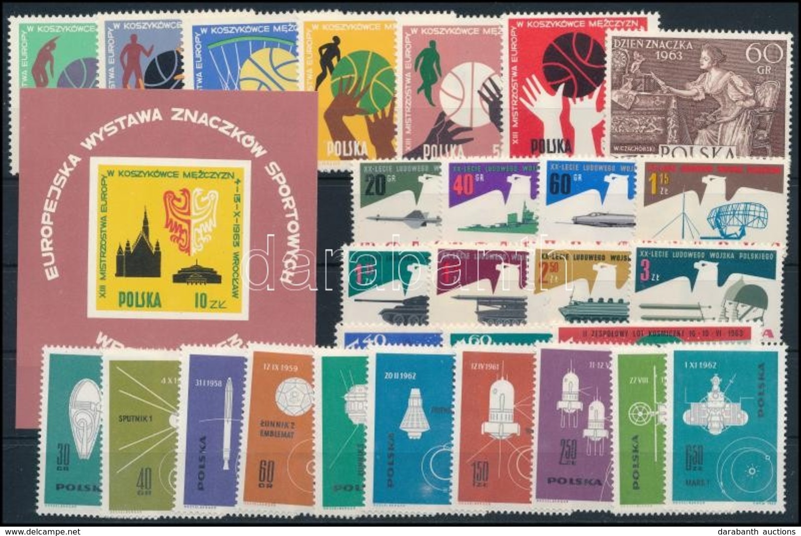 ** 1963 9 Sor, 2 Bélyeg, 1 Blokk (csaknem Teljes évfolyam),
9 Sets, 2 Stamps, 1 Block (almost Complete Year) - Andere & Zonder Classificatie