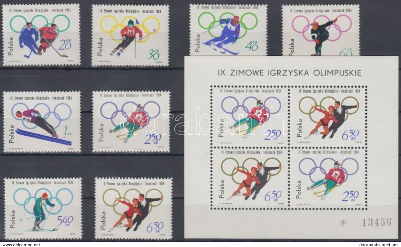 ** 1964 Téli Olimpia Sor Mi 1457-1464 + Blokk Mi 32 - Autres & Non Classés