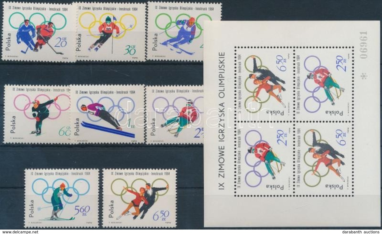 ** 1964 Téli Olimpia, Innsbruck Sor Mi 1457-1464 + Blokk Mi 32 - Andere & Zonder Classificatie