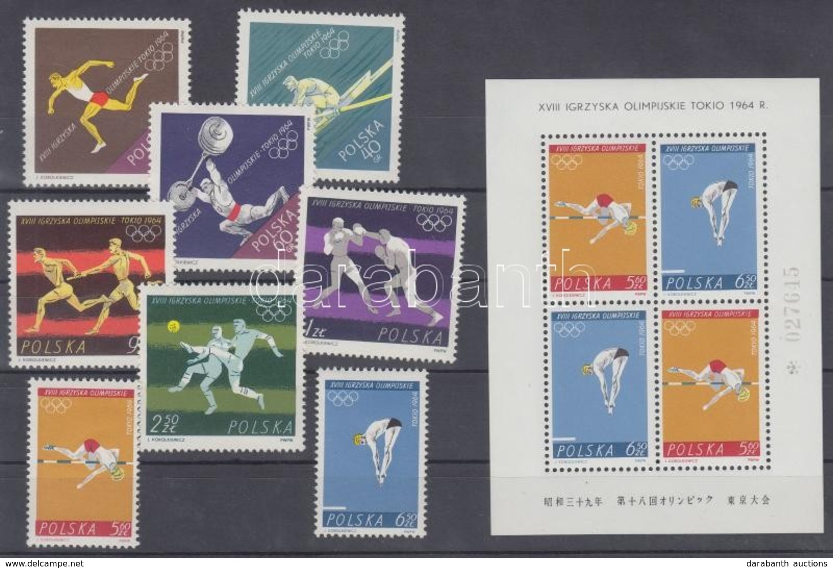 ** 1964 Tokioi Olimpia Mi 1514-1521 + Blokk 34 - Other & Unclassified