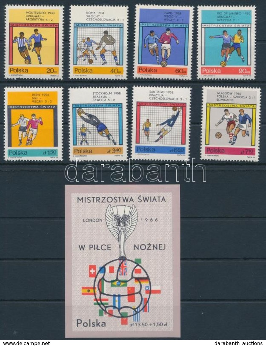 ** 1966 Labdarúgás Sor + Blokk (gyűrődés),
Football Set + Block (crease)
Mi 1665 - 1672 + Mi 38 - Andere & Zonder Classificatie