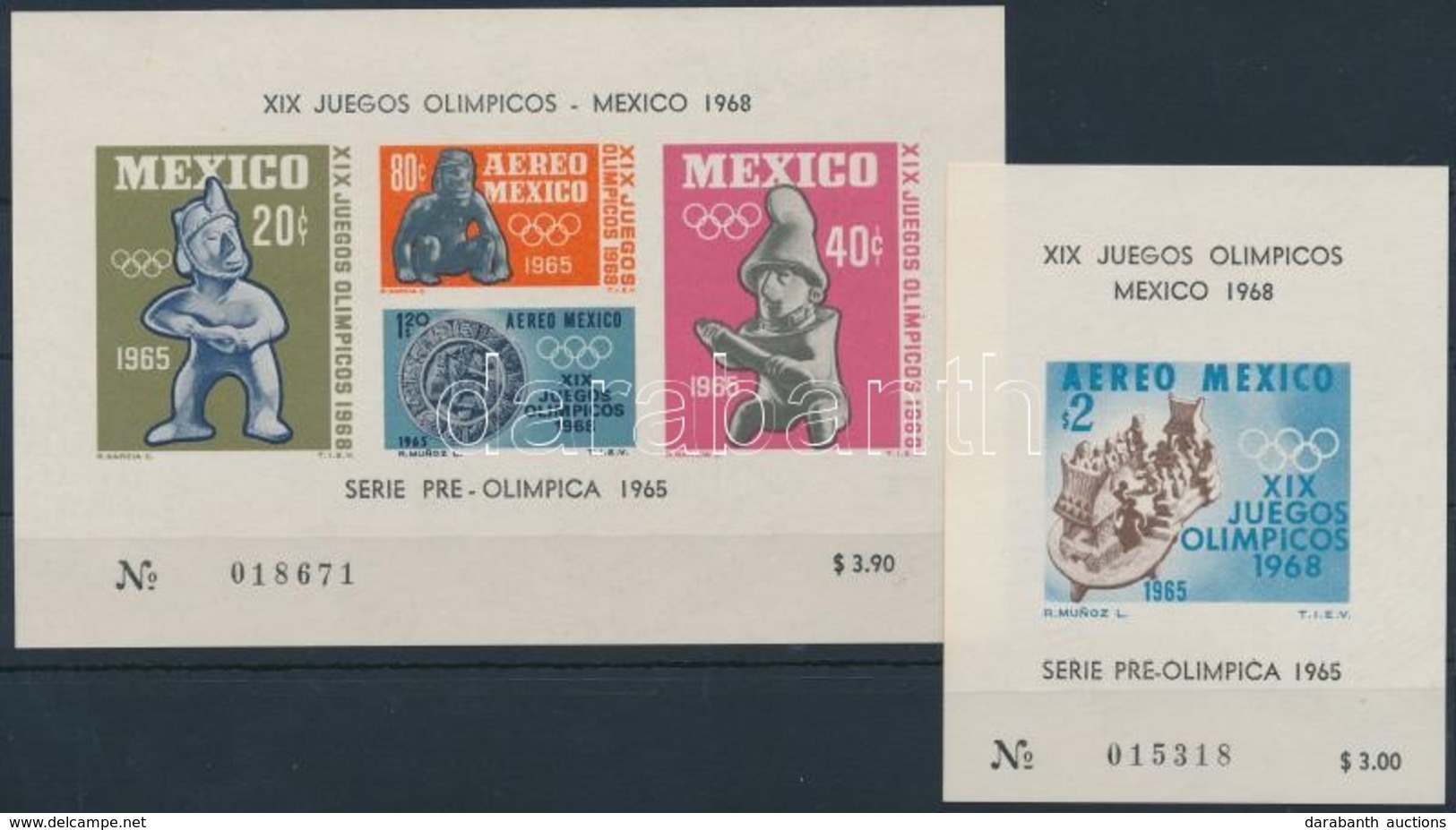 ** 1965 Nyári Olimpia, Mexikó Blokk Sor Mi 3-4 - Andere & Zonder Classificatie