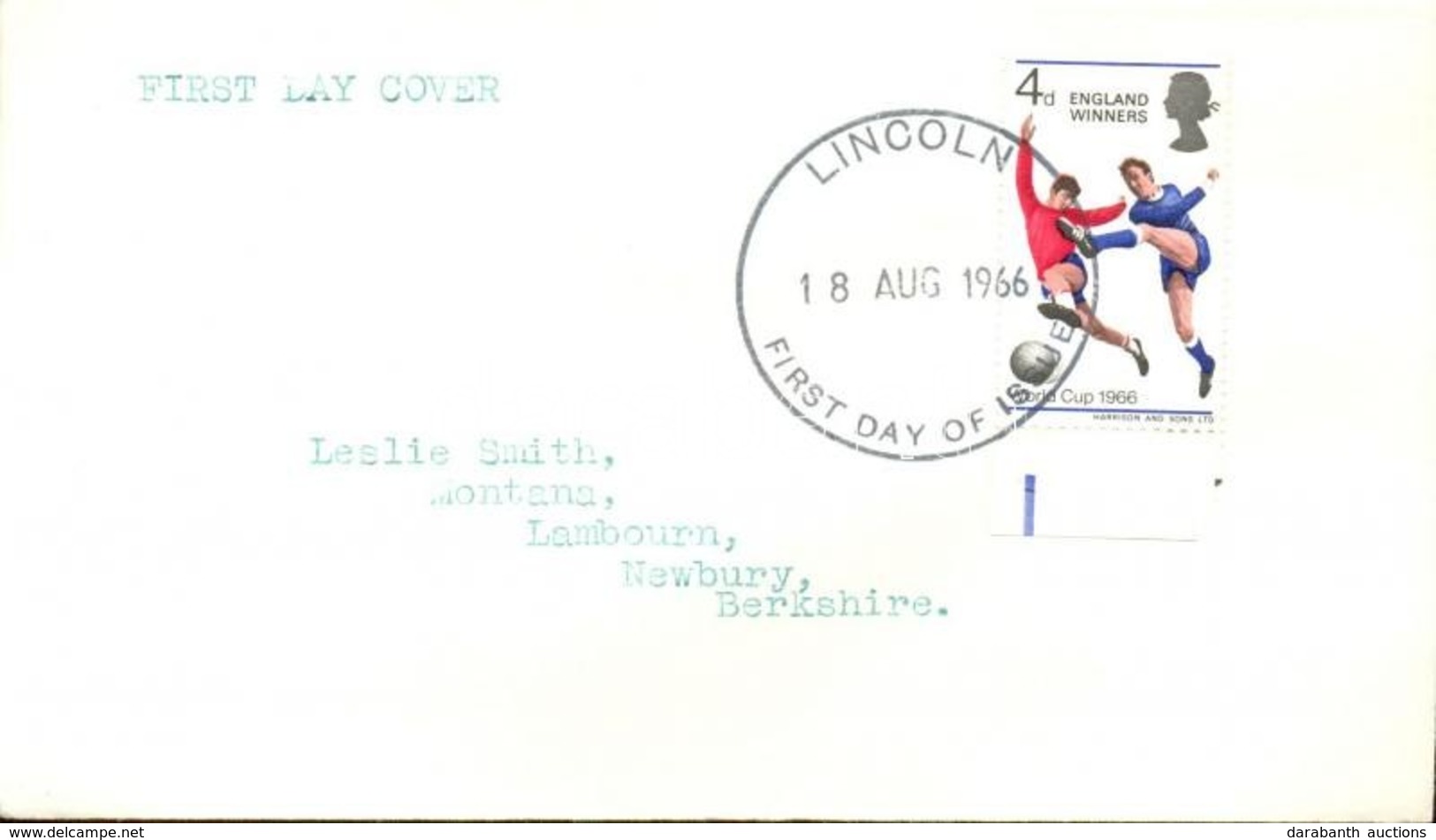 1966 Football Világbajnokság, Anglia Felülnyomással 'ENGLAND WINNERS' ívszéli Mi 429 FDC-n - Andere & Zonder Classificatie