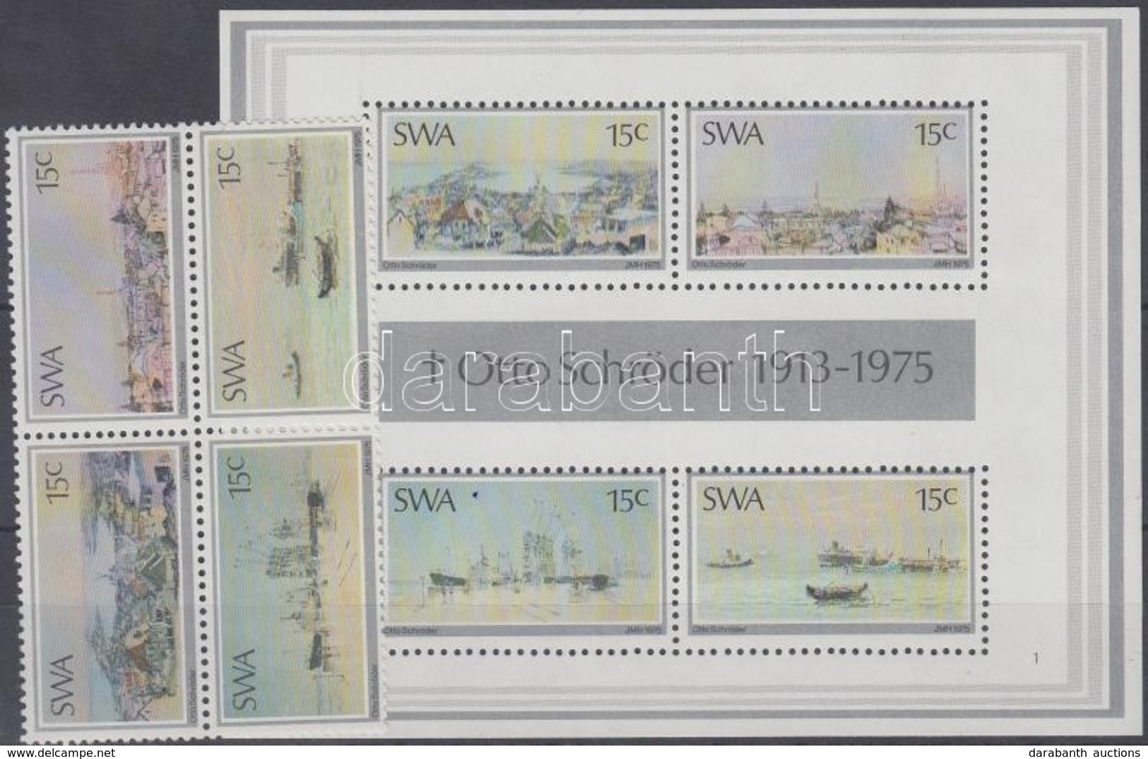 ** 1975 Otto Schröder Festmények Négyestömb Mi 409-412 + Blokk Mi 1 - Autres & Non Classés