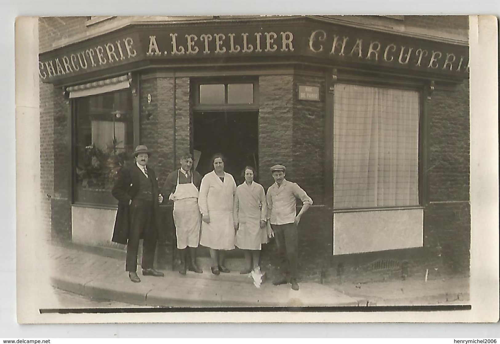 Carte Photo Devanture Charcuterie Letellier A N9 Angle Rue De Paris Animée , Tessé La Madeleine 61 Orne Normandie ? - To Identify