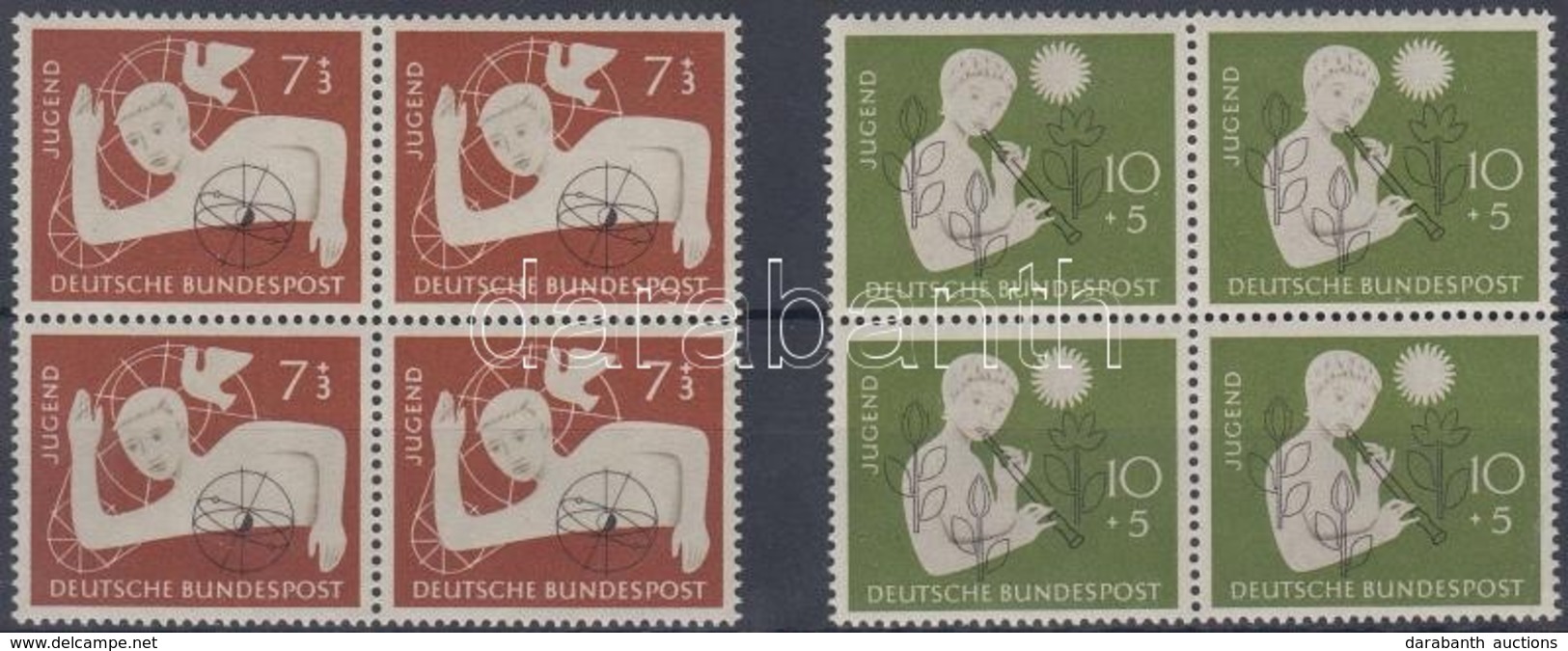 ** 1956 Ifjúság 2 Négyestömb (sor) Mi 232-233 - Autres & Non Classés