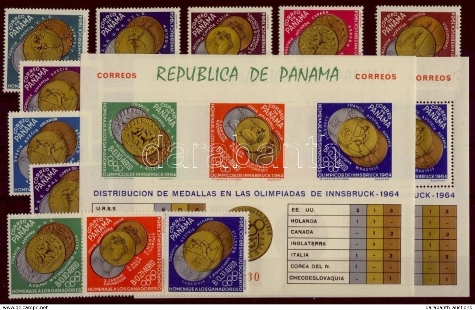 ** 1964 Innsbruck-i Téli Olimpia érmesei Sor Mi 767-777 + Blokk 28-29 - Altri & Non Classificati