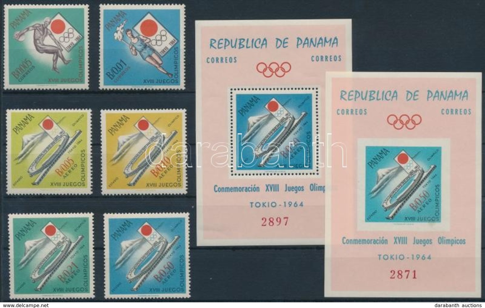 ** 1964 Olimpia Sor Mi 714-719 + Blokk Sor 17-18 - Andere & Zonder Classificatie