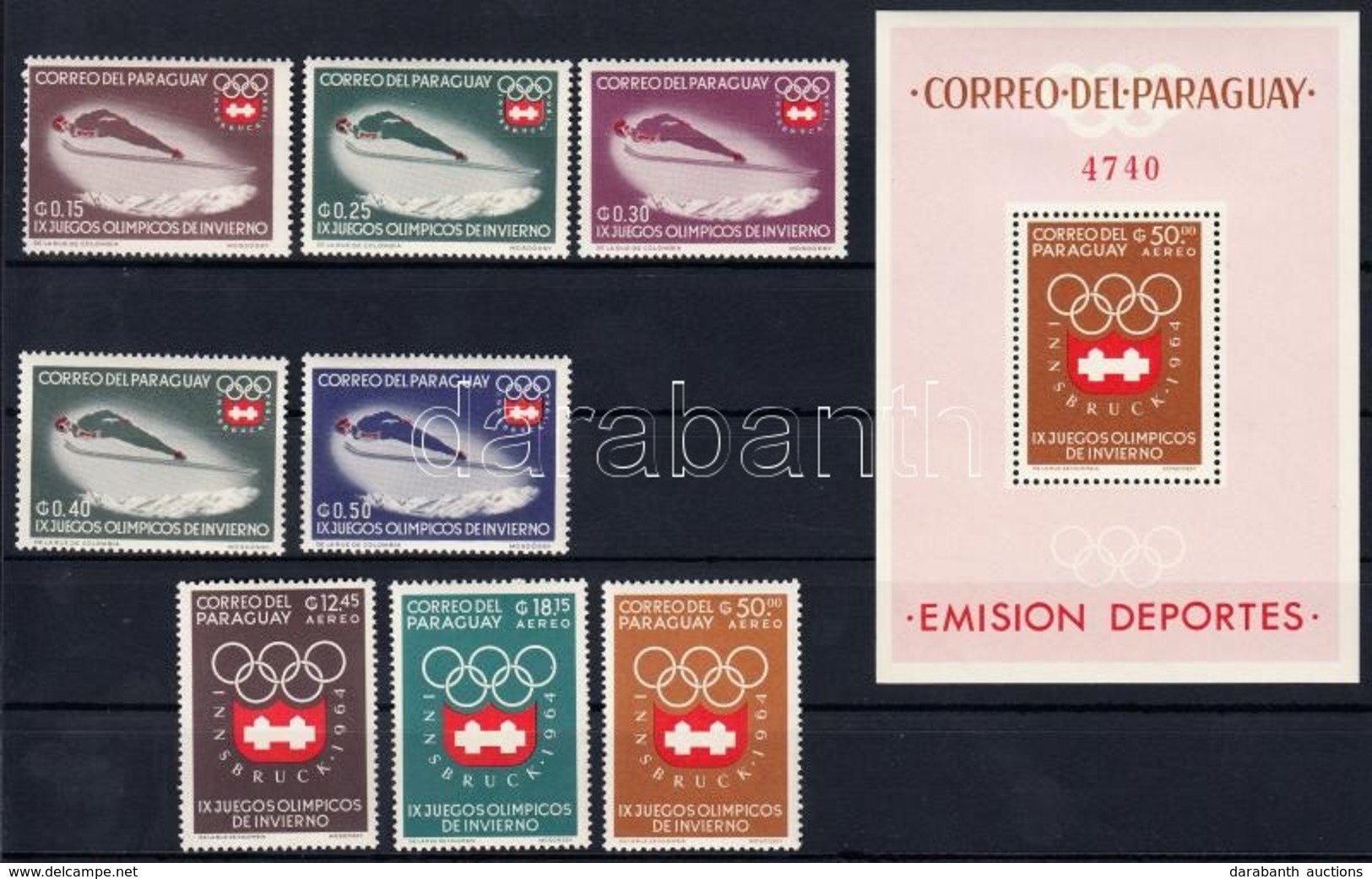 ** 1963 Téli Olimpia Sor Mi 1249-1256 + Blokk Mi 48 - Autres & Non Classés