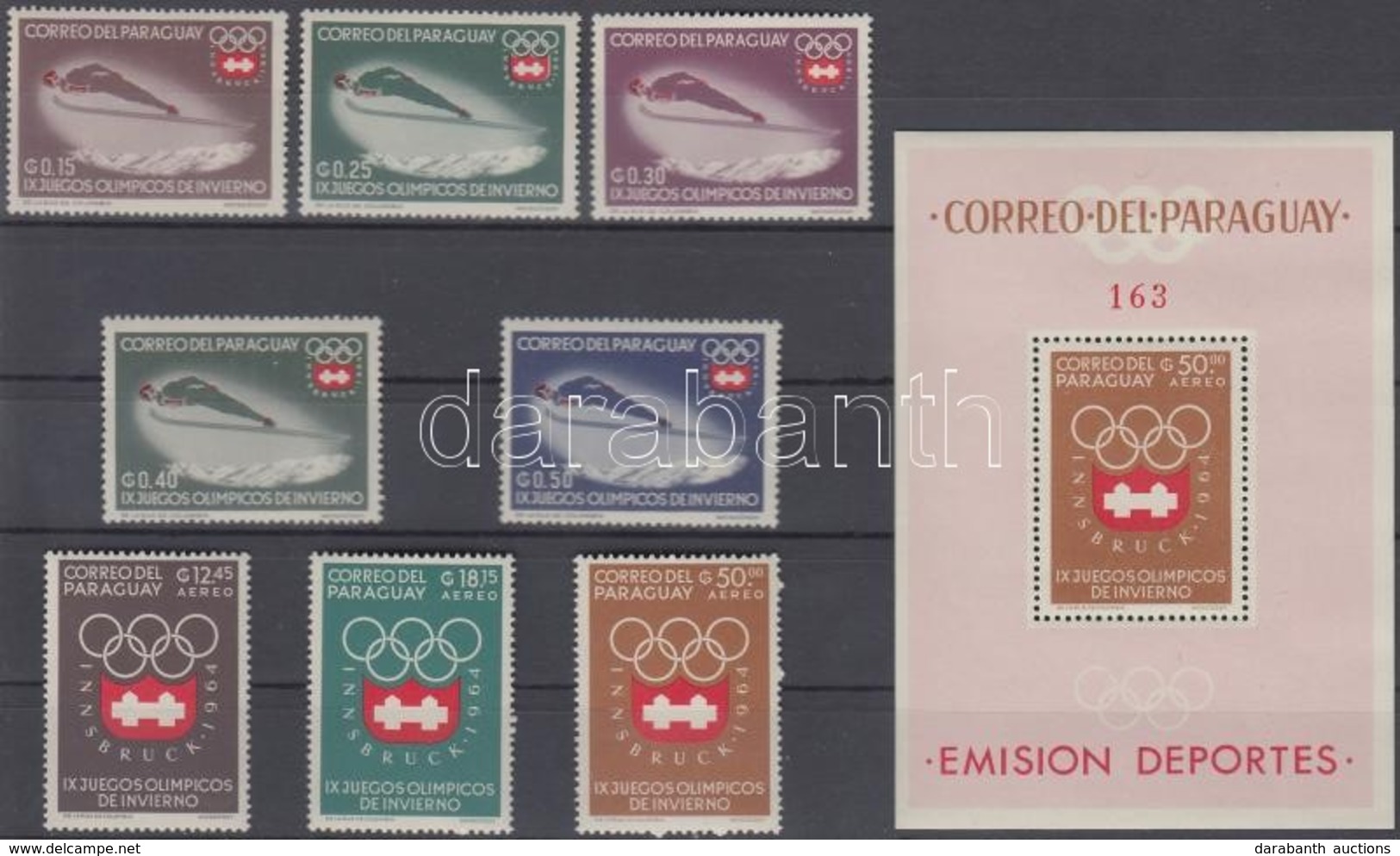 ** 1963 Téli Olimpia, Innsbruck Sor Mi 1249-1256 + Blokk Mi 48 - Autres & Non Classés