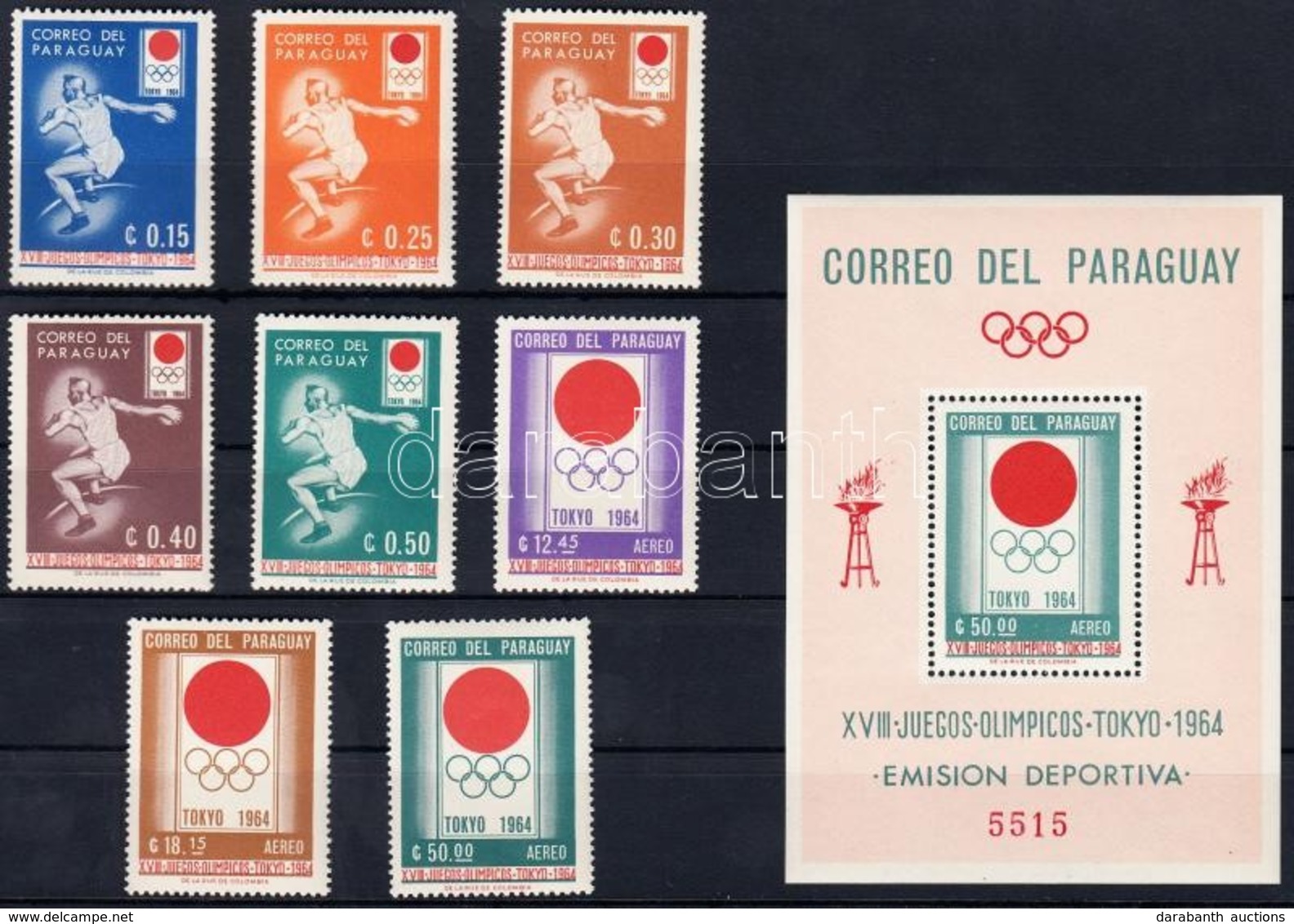 ** 1964 Tokiói Olimpia Sor Mi 1265-1272 + Blokk Mi 50 - Andere & Zonder Classificatie