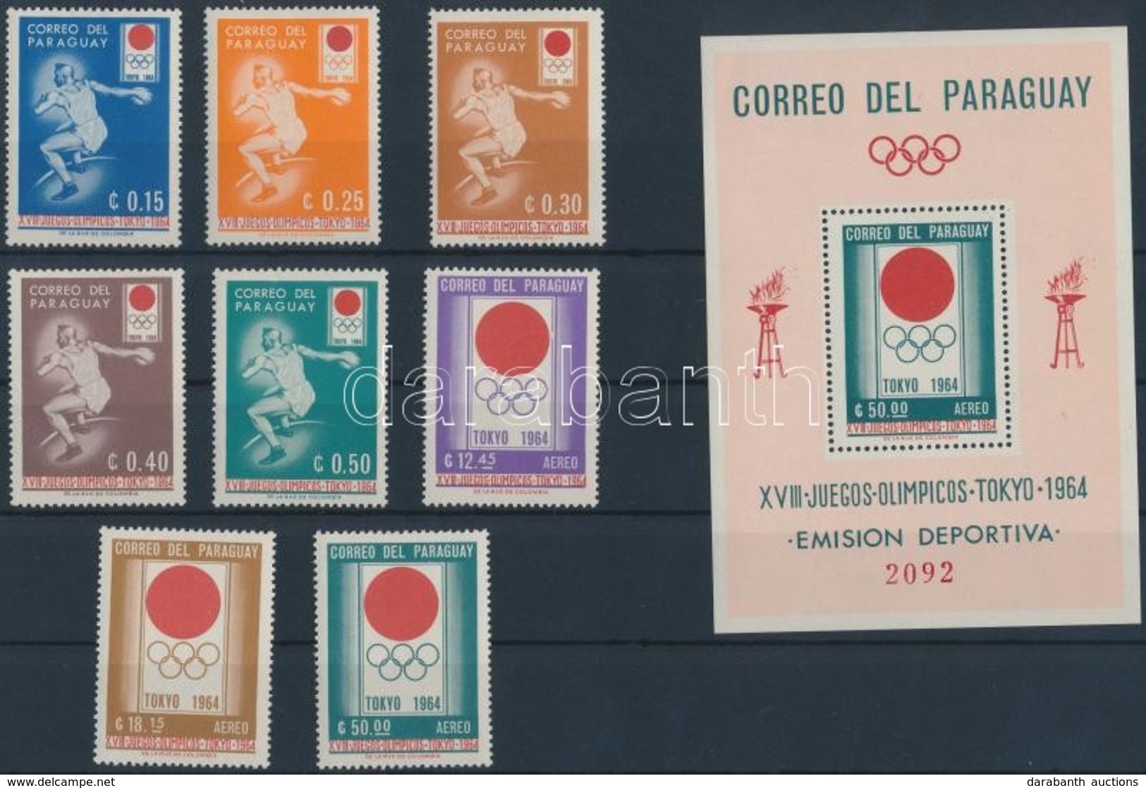 ** 1964 Tokiói Olimpia Sor Mi 1265-1272 + Blokk Mi 50 - Autres & Non Classés