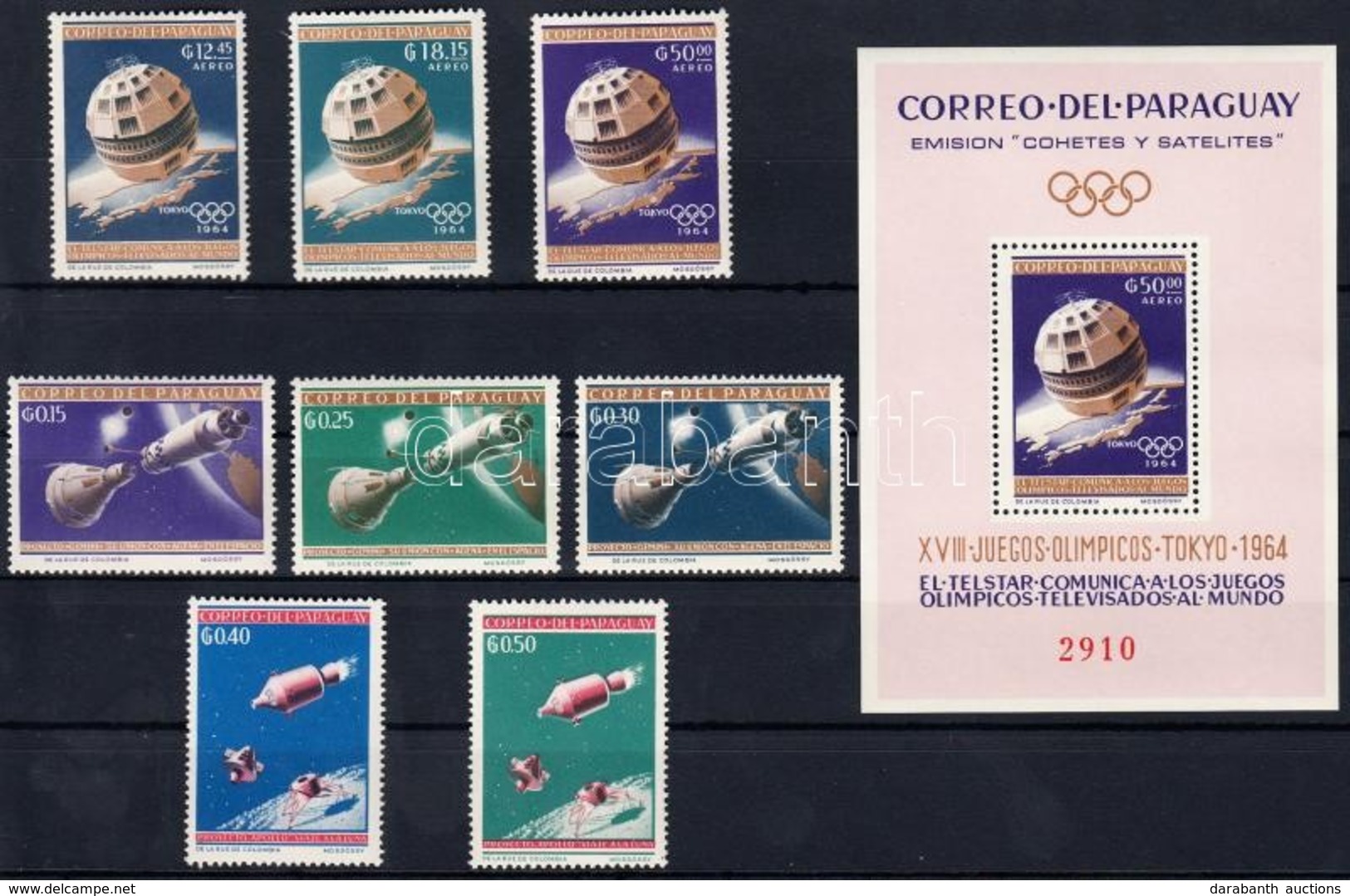 ** 1964 Űrutazás: Tokiói Olimpia Sor Mi 1295-1302 + Blokk Mi 54 - Autres & Non Classés