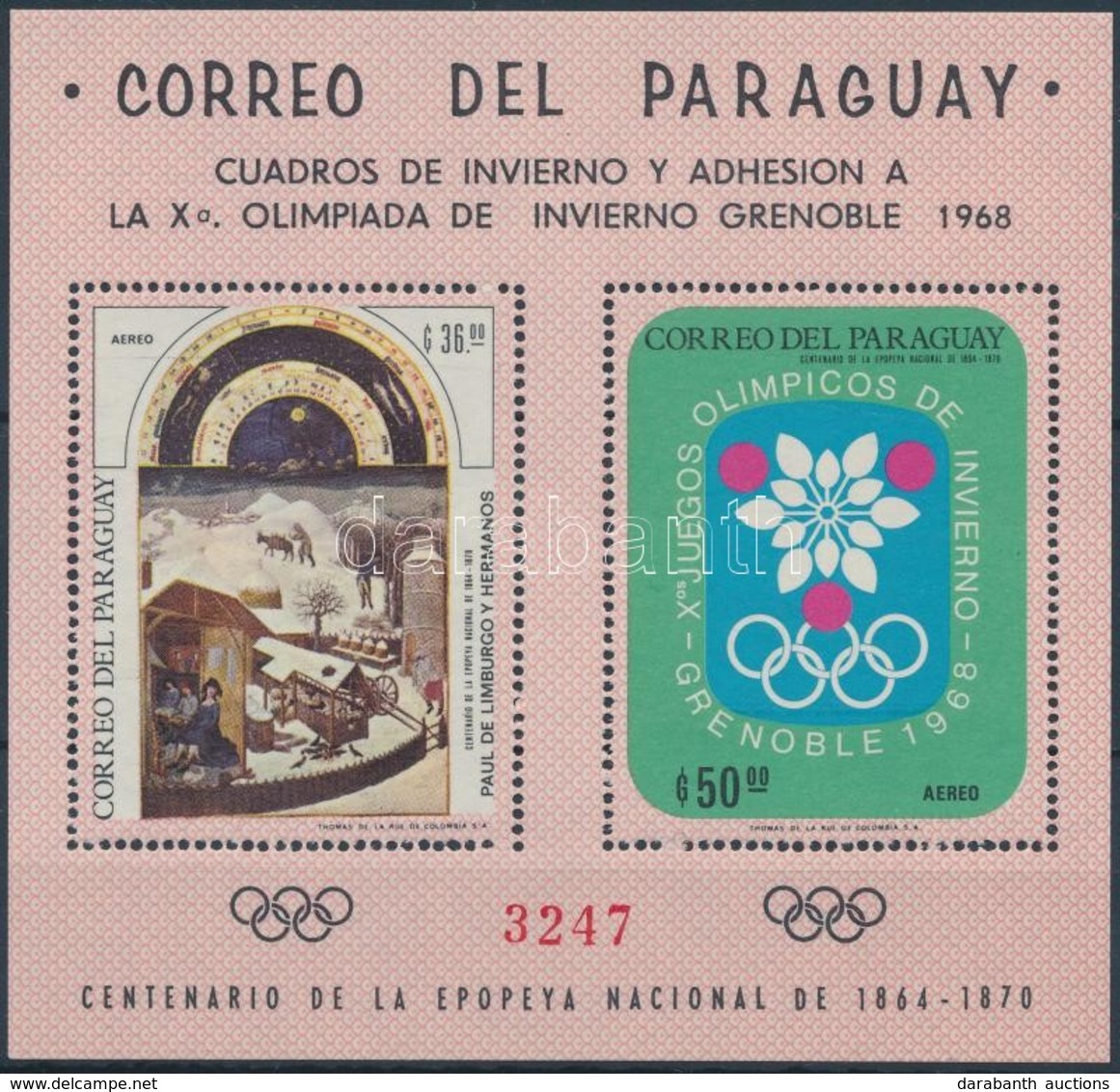 ** 1968 Téli Olimpia; Festmény Blokk Mi 111 - Autres & Non Classés