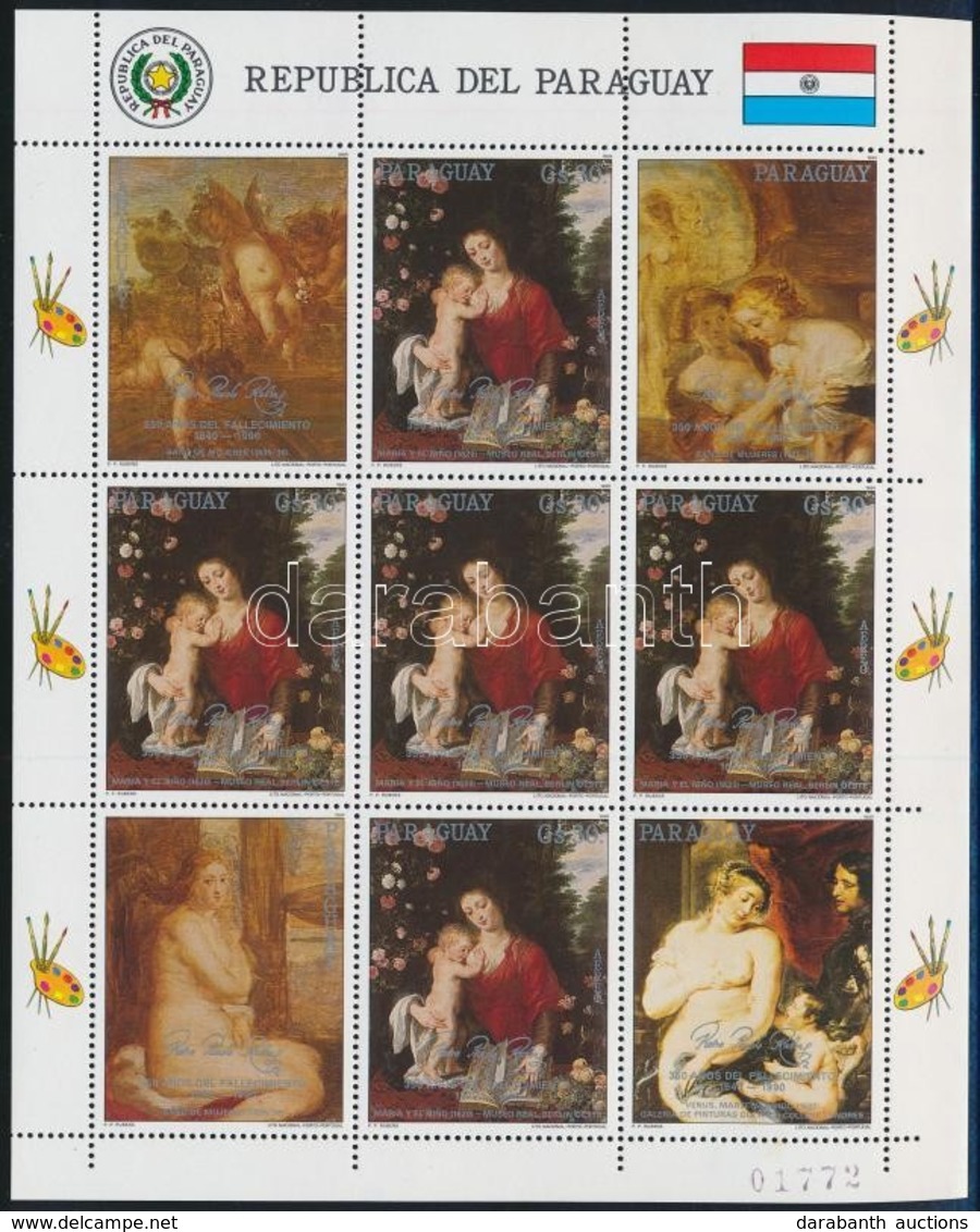 ** 1989 Rubens Festmények Sor 4 értéke + Kisív,
Rubens Paintings 4 Values Of Set + Minisheet
Mi 4429-4432 + 4433 - Andere & Zonder Classificatie