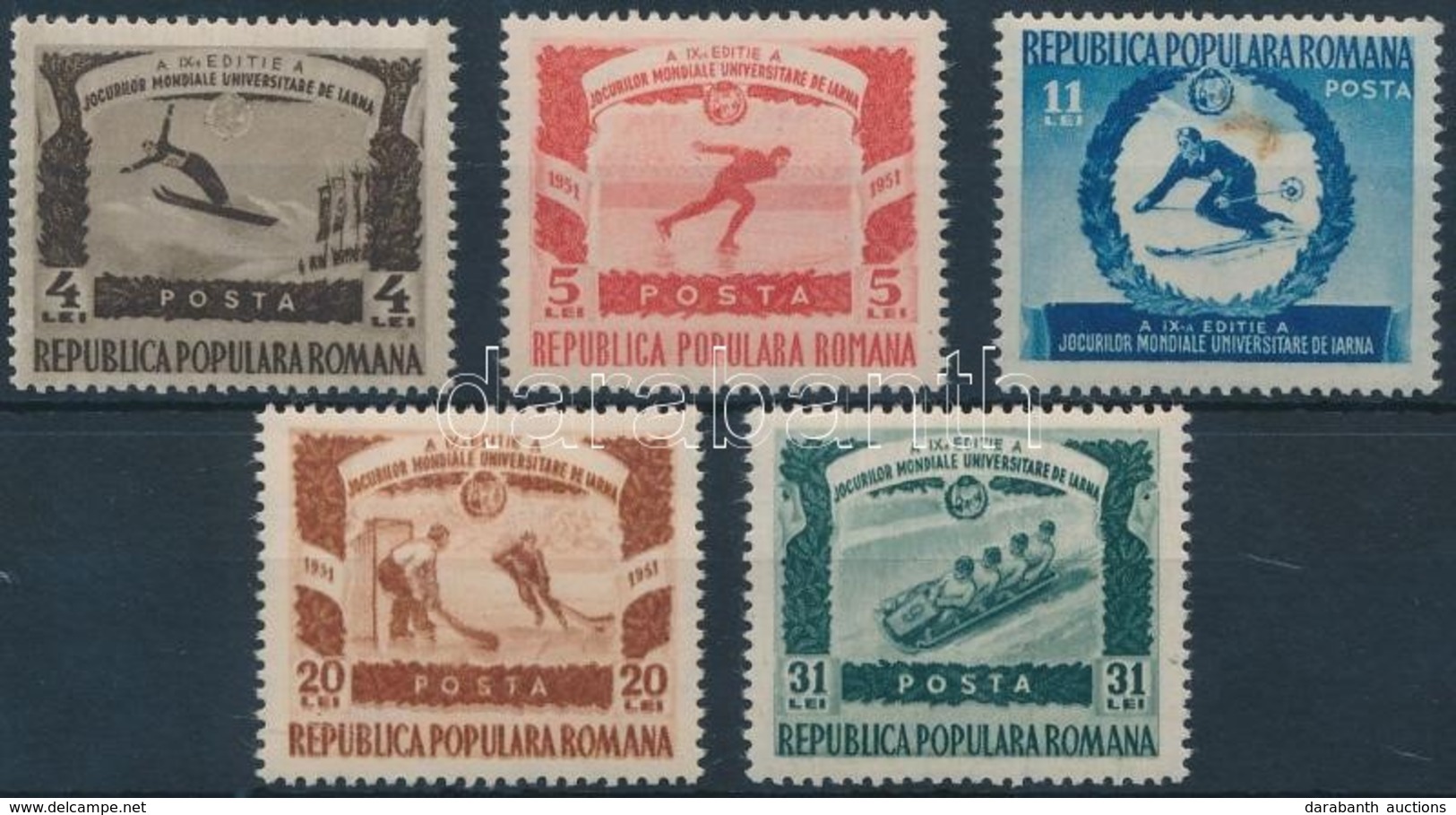 ** 1951 Egyetemi Téli Sportjátékok Sor Mi 1247-1251 (Mi 1249 Rozsdafolt / Stain) - Autres & Non Classés