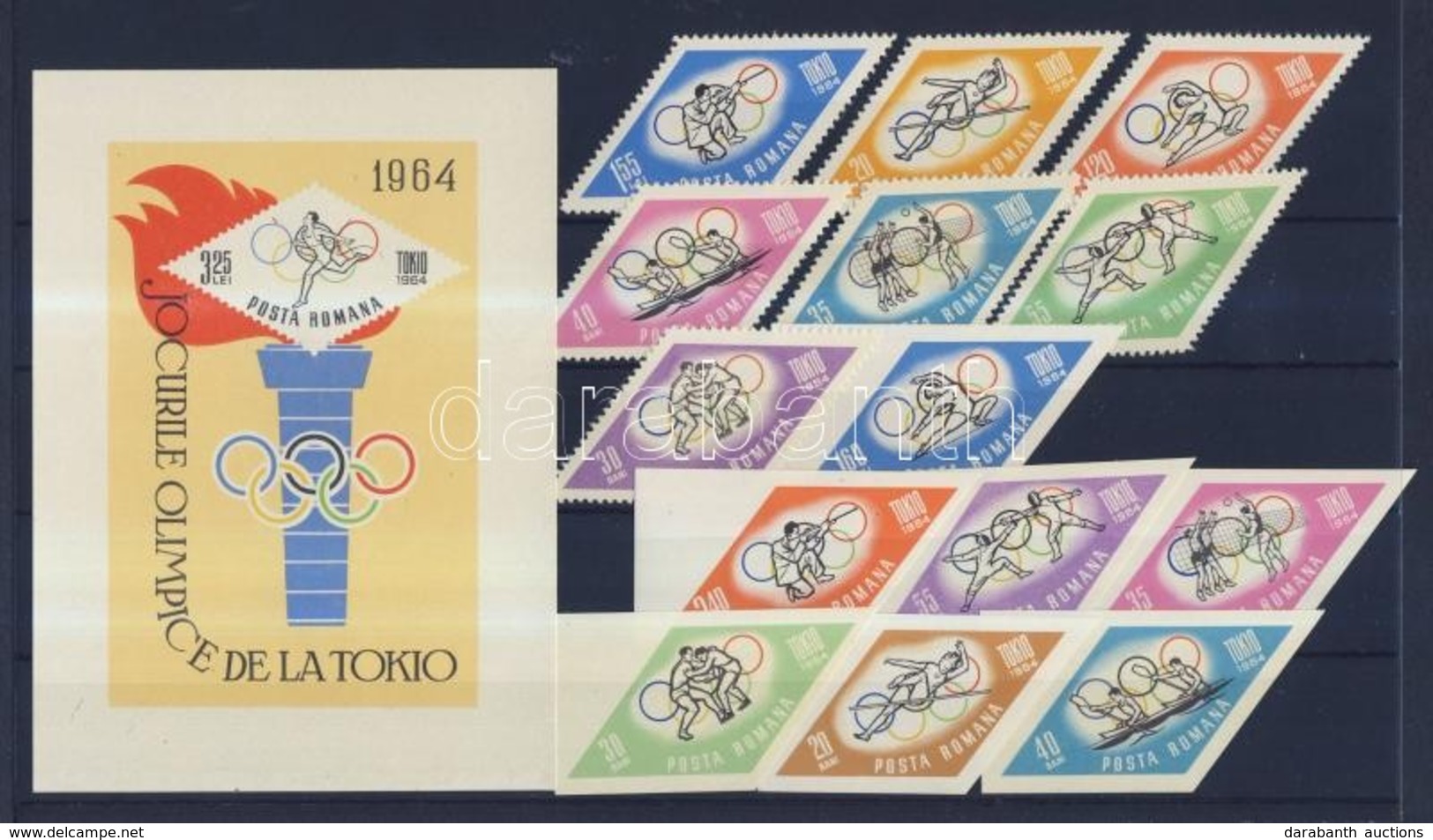 ** (*) 1964 Tokiói Olimpia Fogazott és Vágott Sor Mi 2309-2324 (Hiányzik 2315, 2317) + Blokk 58 - Autres & Non Classés