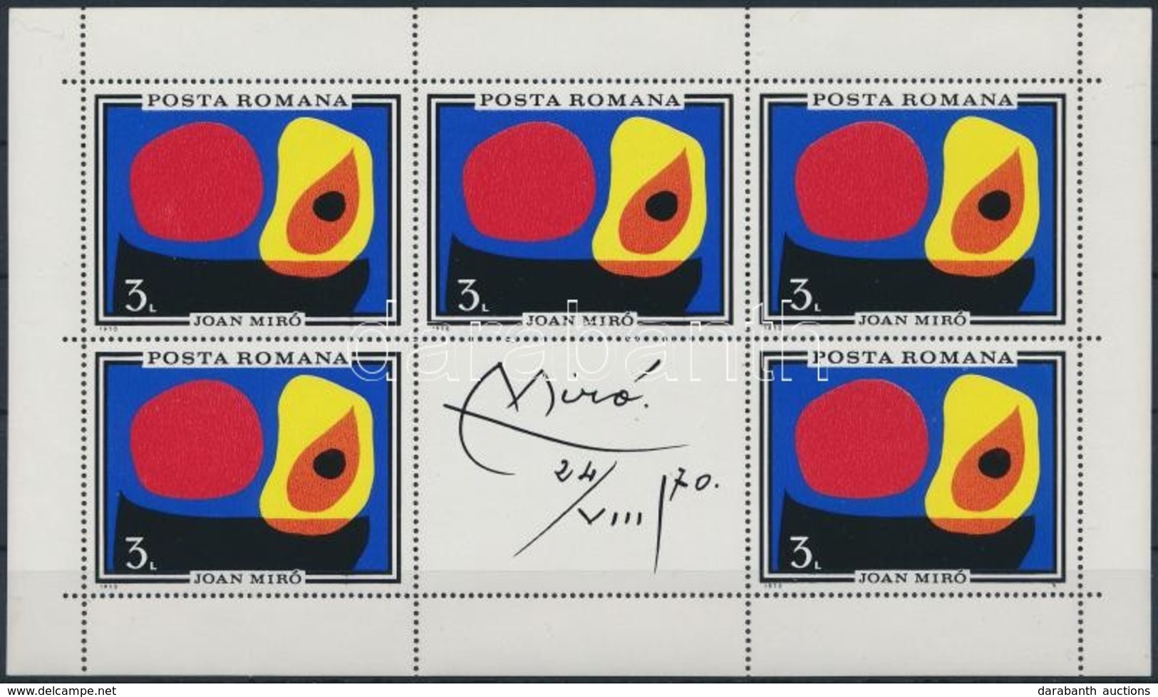 ** 1970 Festmények, Miró Kisív Mi 2904 - Andere & Zonder Classificatie