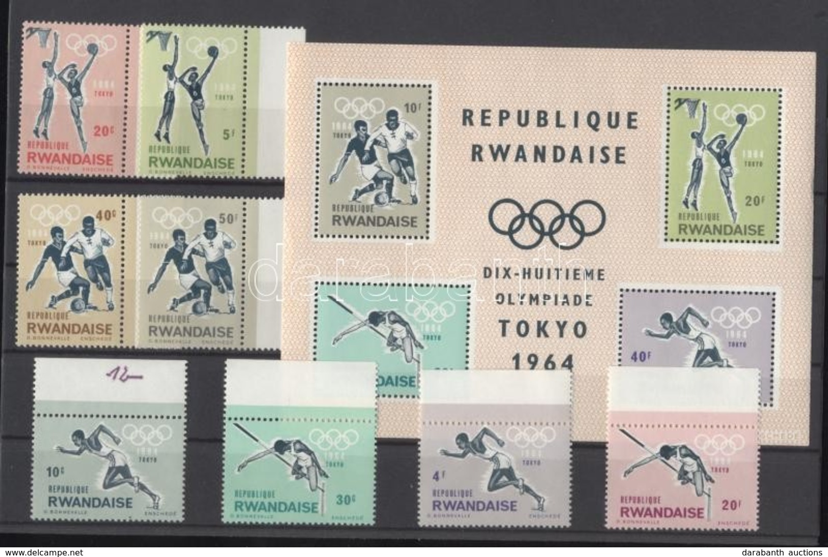 ** 1964 Tokiói Nyári Olimpia Sor Mi 77-84A + Blokk Mi 2A - Andere & Zonder Classificatie