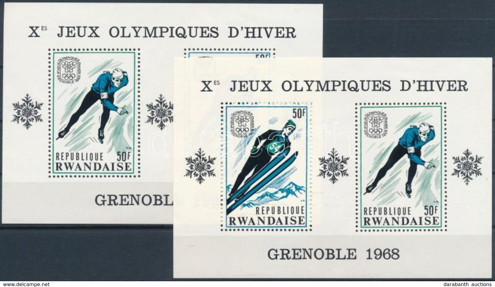 ** 1968 Téli Olimpia, Grenoble Blokk Sor Mi 11-12 A - Autres & Non Classés