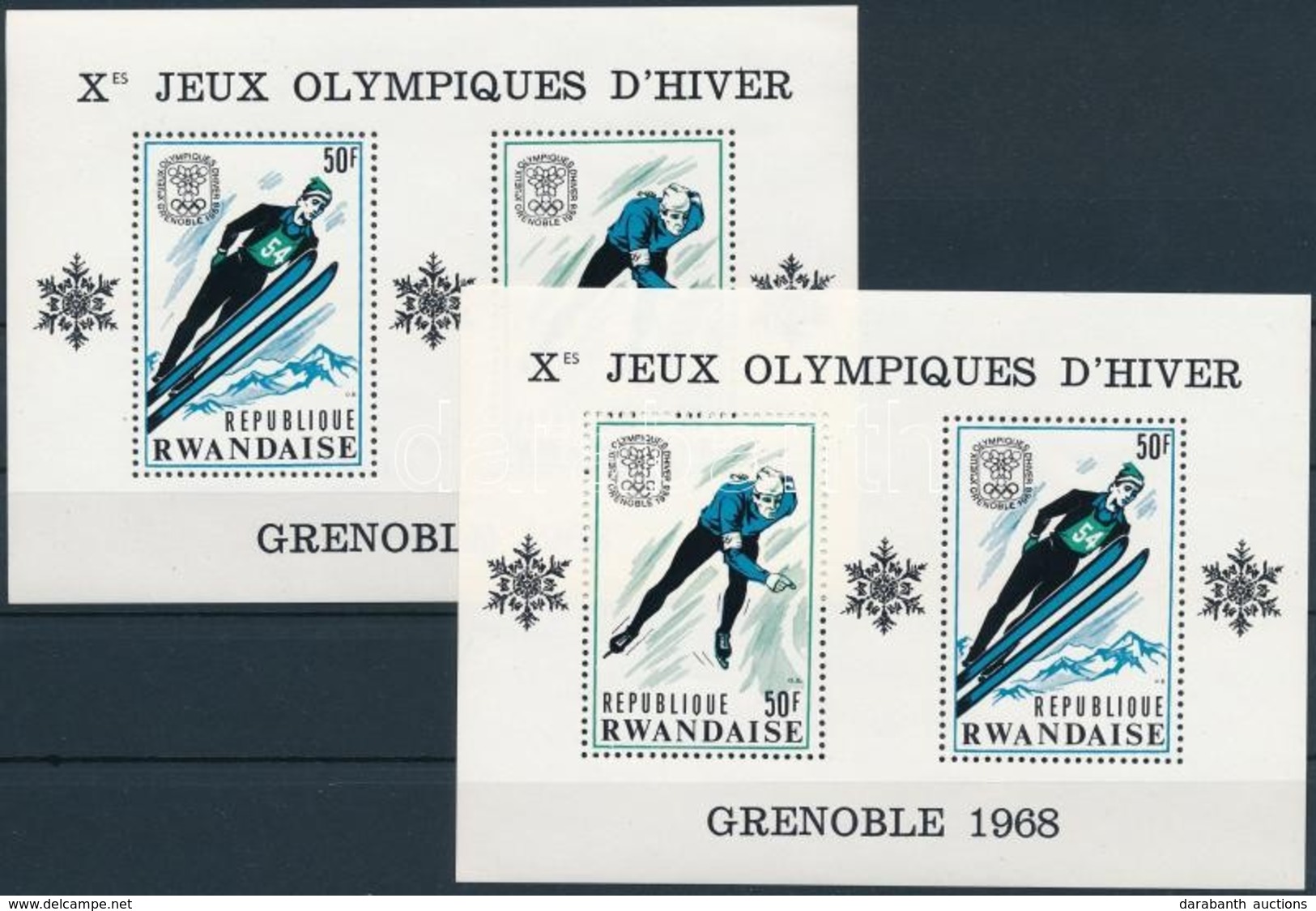 ** 1968 Téli Olimpia, Grenoble Blokk Sor Mi 11-12 A - Other & Unclassified