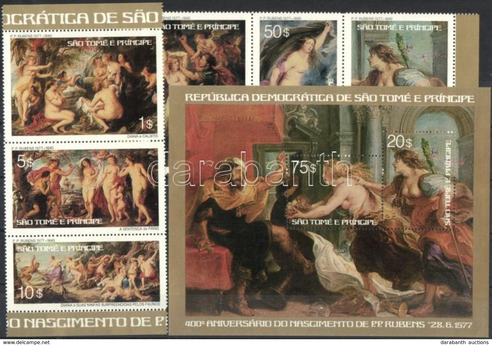 ** 1977 400 éve Született Rubens 2 ívszéli Hármascsík Mi 452-457 + Blokk Mi 2 - Autres & Non Classés