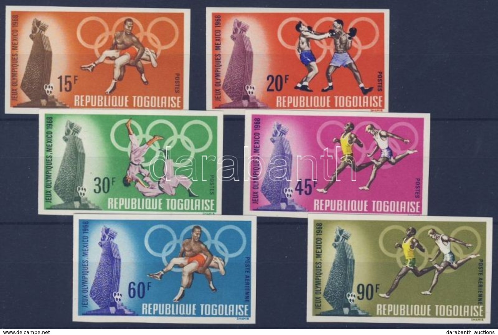 ** 1968 Mexikói Olimpia Vágott Sor Mi 661-666 - Other & Unclassified