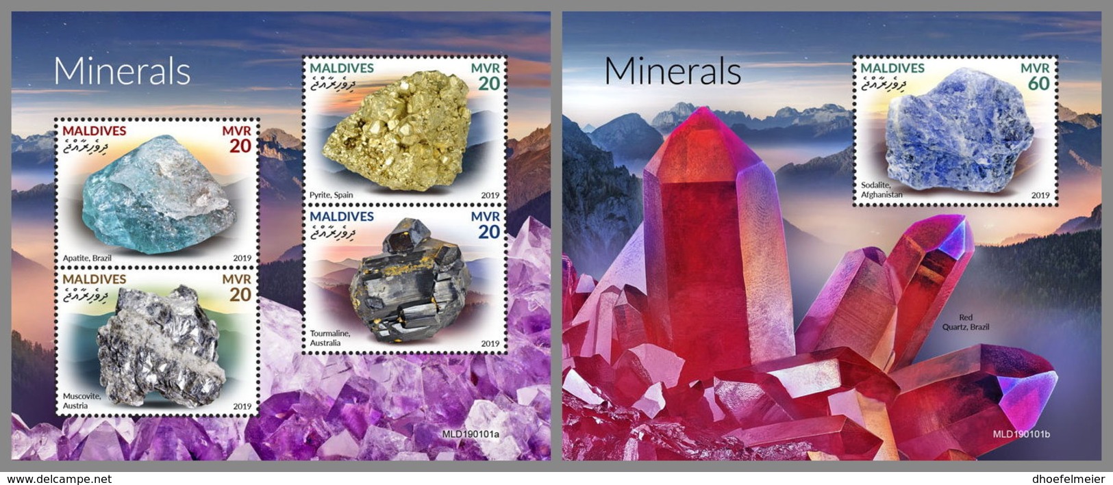 MALDIVES 2019 MNH Minerals Mineralien Mineraux M/S+S/S - OFFICIAL ISSUE - DH1920 - Minerali