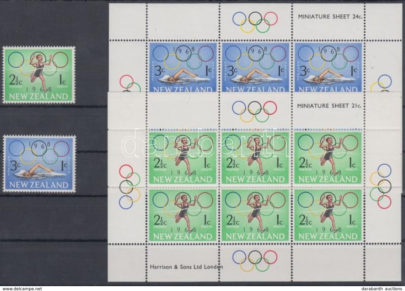 ** 1968 Mexikói Nyári Olimpia Sor + Kisívsor Mi 487-488 - Autres & Non Classés