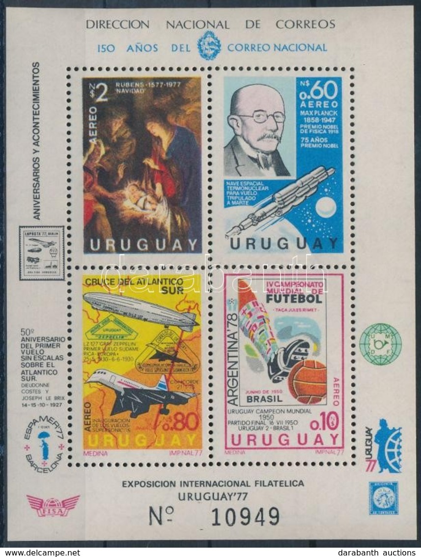 ** 1977 Labdarúgó VB, Rubens, Nobel-díj, Lindbergh Repülés Blokk Mi 33 - Autres & Non Classés