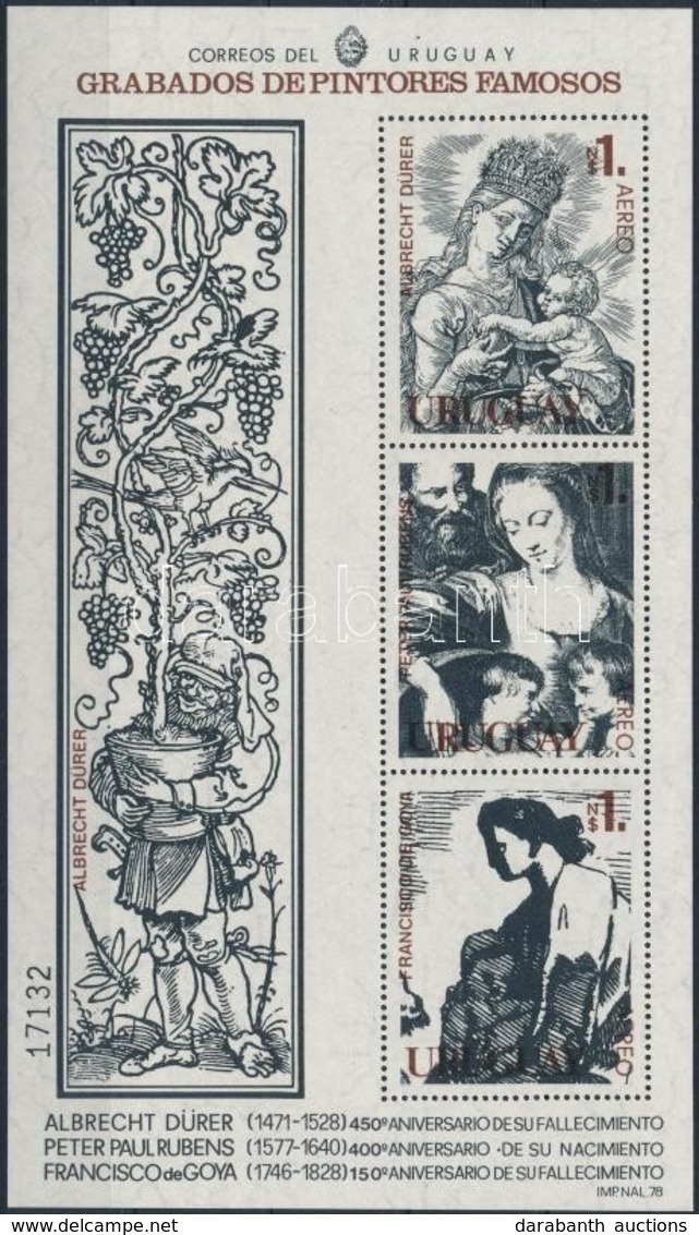 ** 1978 Festmények (Dürer, Rubens, Goya) Sorszámozott Blokk Mi 37 - Autres & Non Classés