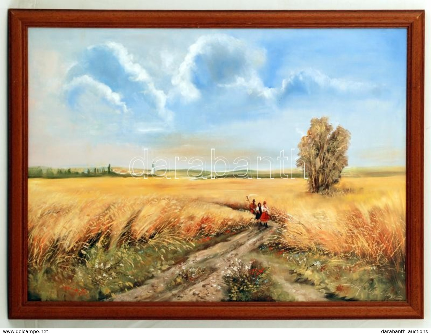 Bánfalvi Gyula: Hazafelé. Olaj, Farost, Jelzett, Keretben, 50×70 Cm - Andere & Zonder Classificatie