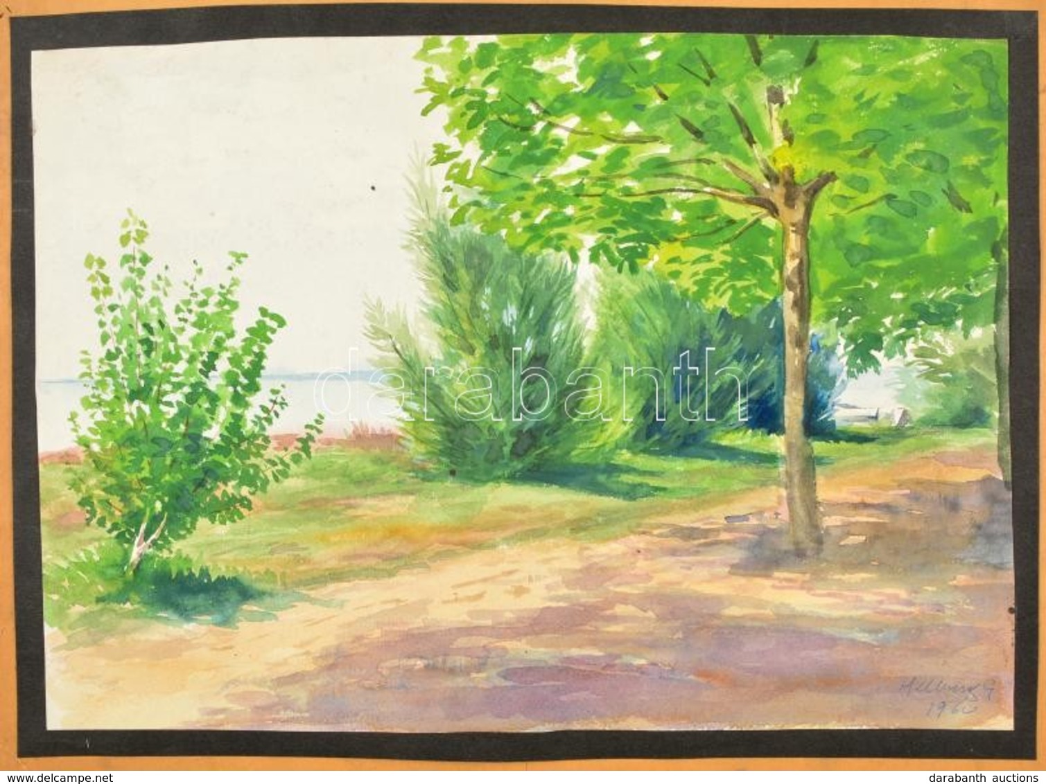 Helbing Aranka (1898-1974): Balaton Part. Akvarell, Papír, Jelzett, 24,5×34 Cm - Andere & Zonder Classificatie