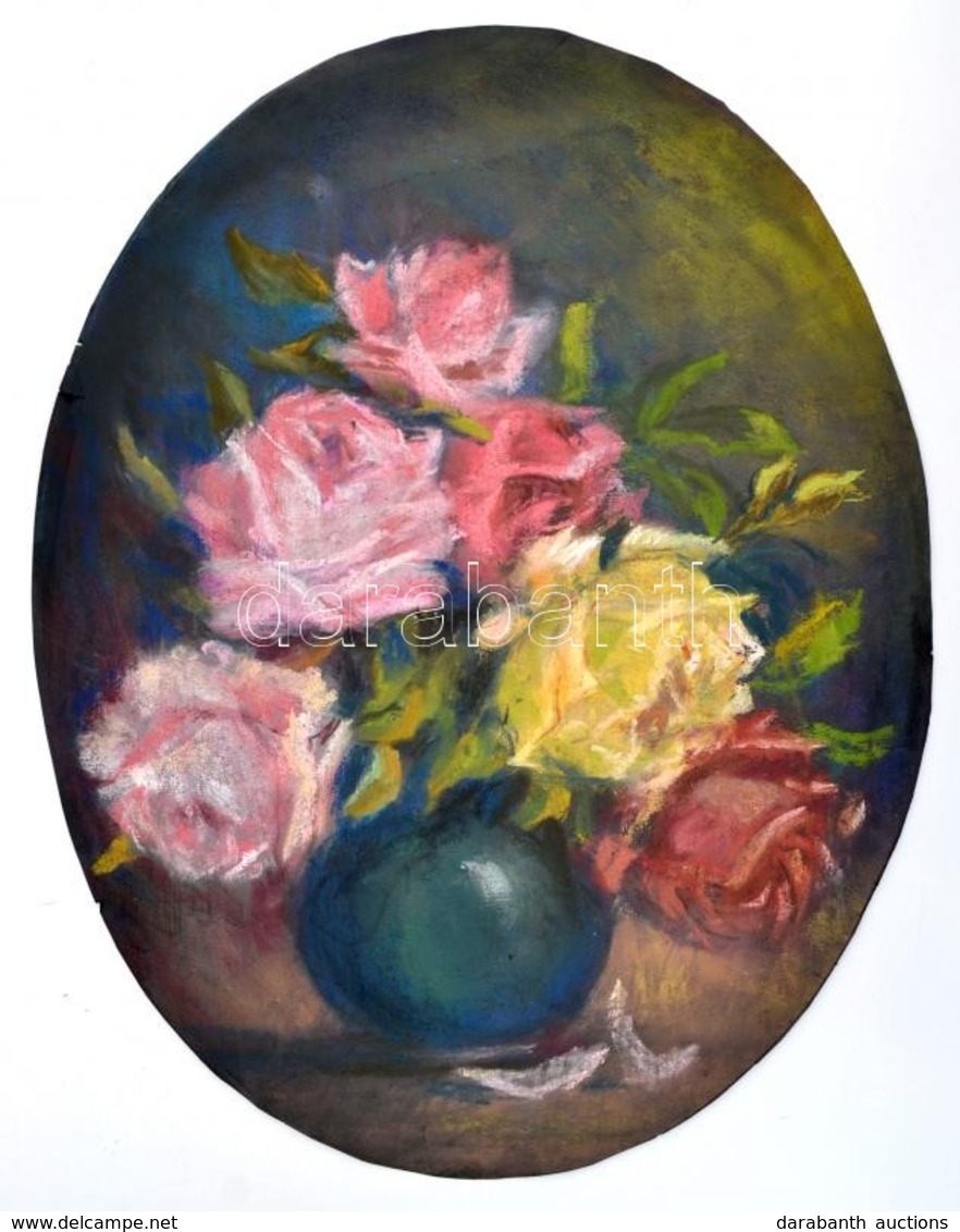 Jelzés Nélkül: Virágcsendélet. Pasztell, Papír, 45×35 Cm - Autres & Non Classés