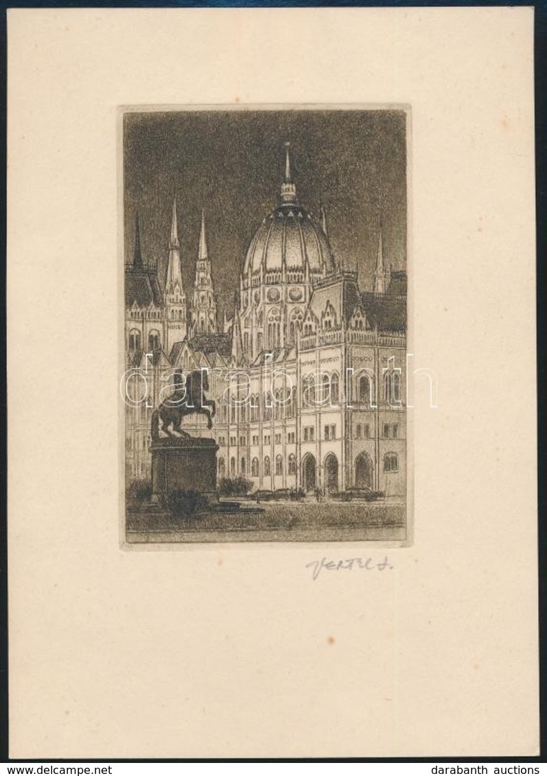 Vertel József (1922-1993): Parlament. Rézkarc, Papír, Jelzett, 12x8 Cm. - Other & Unclassified