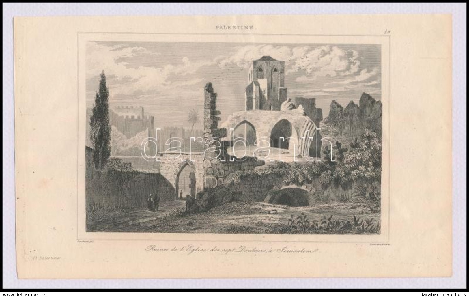 Cca 1845 Ruines De L'église Des Sept Douleurs A Jerusalem, Acélmetszet Salomon Munk 'Palestine. Description Géographique - Estampes & Gravures