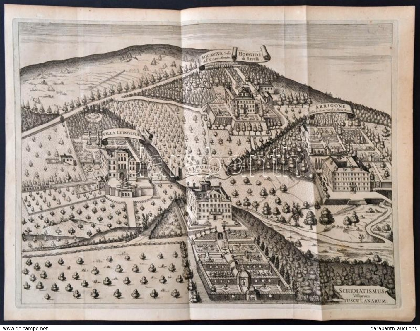 1671 Schematismus Villarum Tusculanarum  Rézmetszet. Athanasius Kircher:  Latium, Id Est Nova Et Parallela Latii Tum Vet - Estampes & Gravures