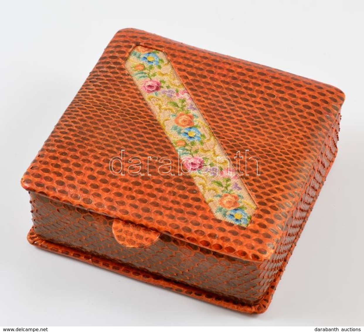 Kígyóbőrőből Készült Névjegytartó Doboz Több Rekesszel. Szép, újszerű állapotban. / Snake Leather Name Card Holder 12x12 - Andere & Zonder Classificatie