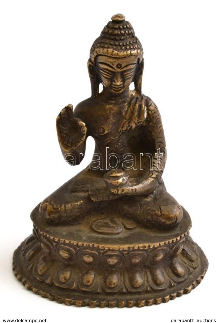 Buddha Figura, Bronz, Jelzés Nélkül, M: 10 Cm - Autres & Non Classés
