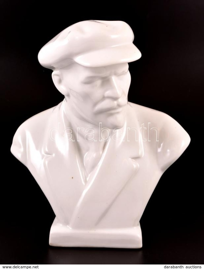 Lenin Porcelán Büszt, Fehér Mázas, Hibátlan, Jelzett, M: 27 Cm - Autres & Non Classés