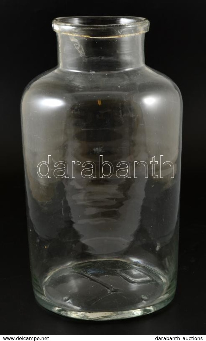 8 Literes Régi Hutaüveg, Apró Csorbákkal, Kopásokkal, M: 36 Cm - Verre & Cristal