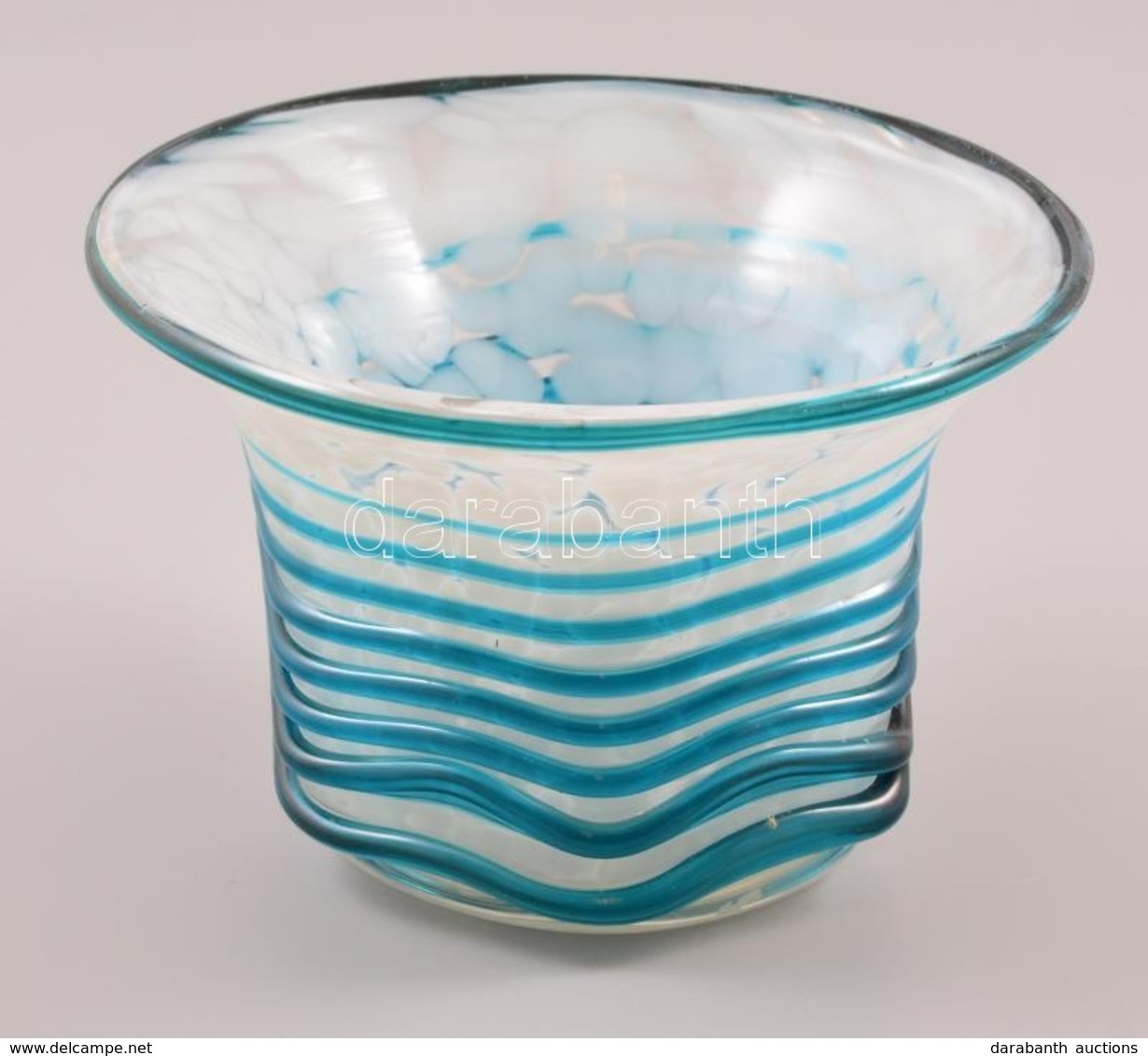 Mdina Váza, Plasztikus Rátéttel, Több Rétegű, Jelzett, Hibátlan, M:8 Cm - Verre & Cristal