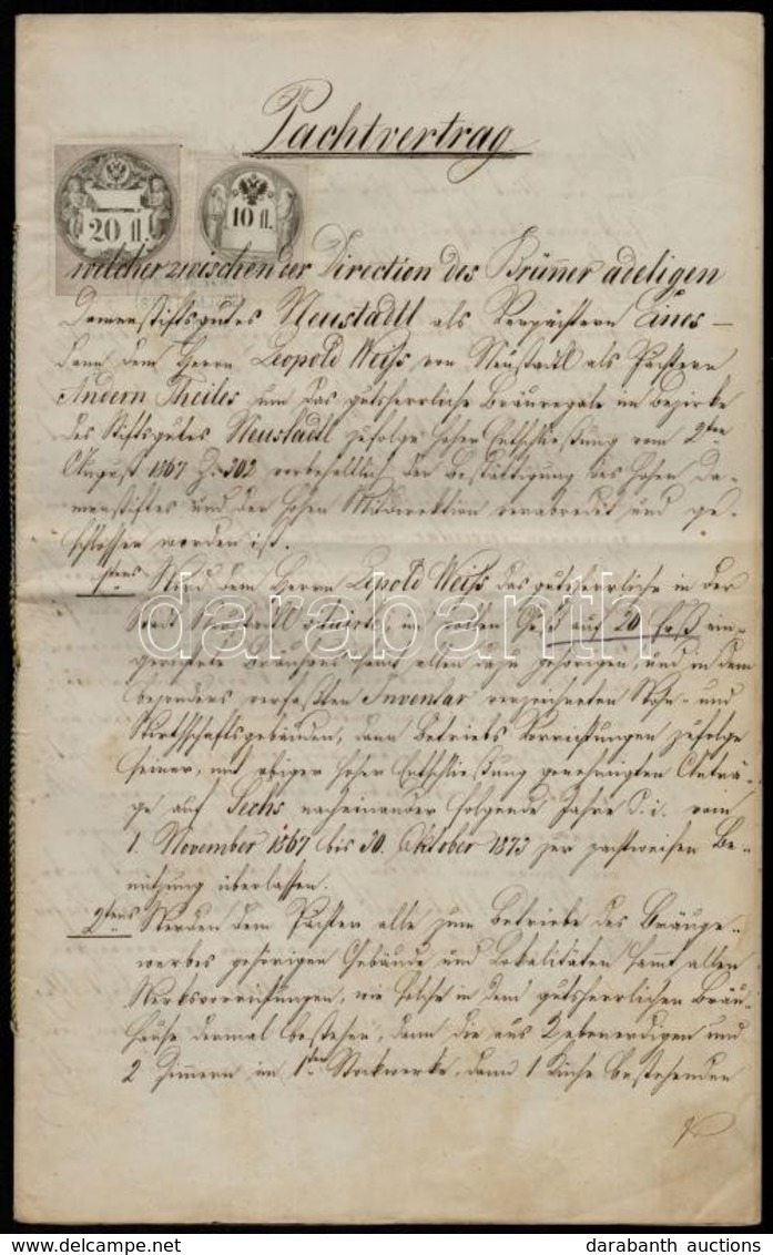 1868 Teljes Okmány  1858-as 20Fl  + 10 Fl + 4x 50kr Illetékbélyeggel - Unclassified