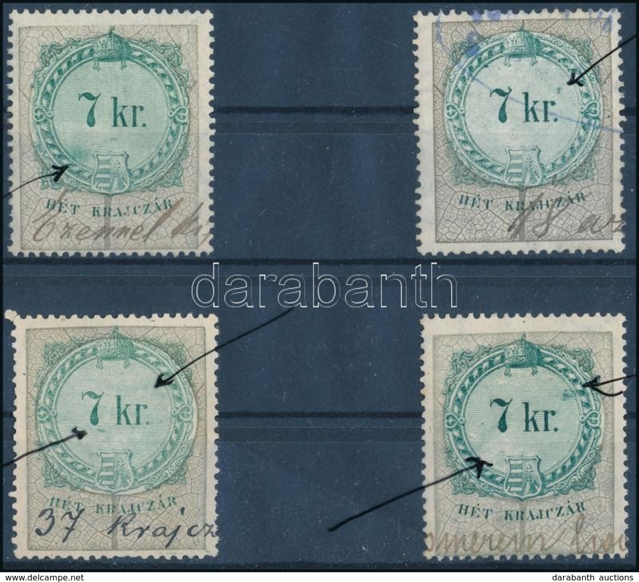 O 1868 7kr 4 Db, Vésésjavításokkal / With Engraving-corrections - Non Classés