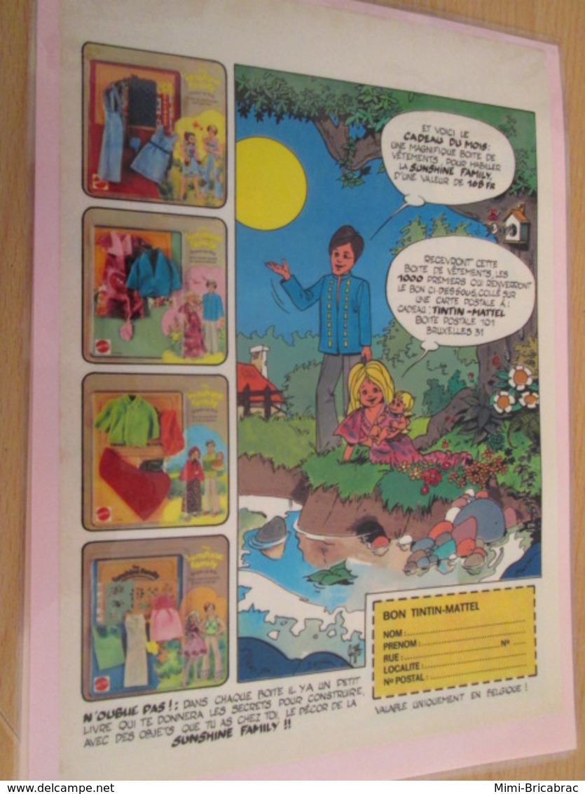 DIV415 : Clipping PAGE DE REVUE TINTIN ANNEES 60/70 EN COULEURS : POUPEE SUNSHINE FAMILY MATTEL TINTIN - Poupées