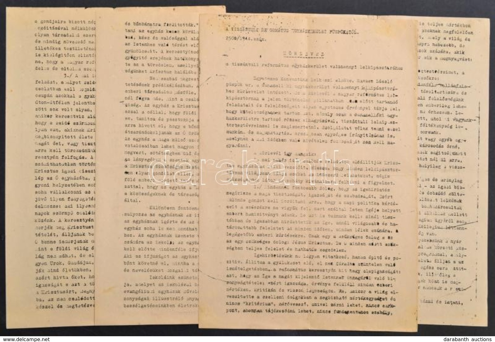 1944 Révész Imre  (1889-1867) Tiszántúli Református Püsök Körlevele A Vészterhes Időkben Az Egyház Tagjai által Tanusíta - Zonder Classificatie