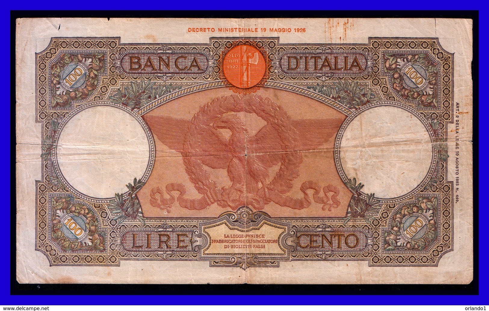 ITALY  100 LIT 1942 P-59a.1 - 100 Lire